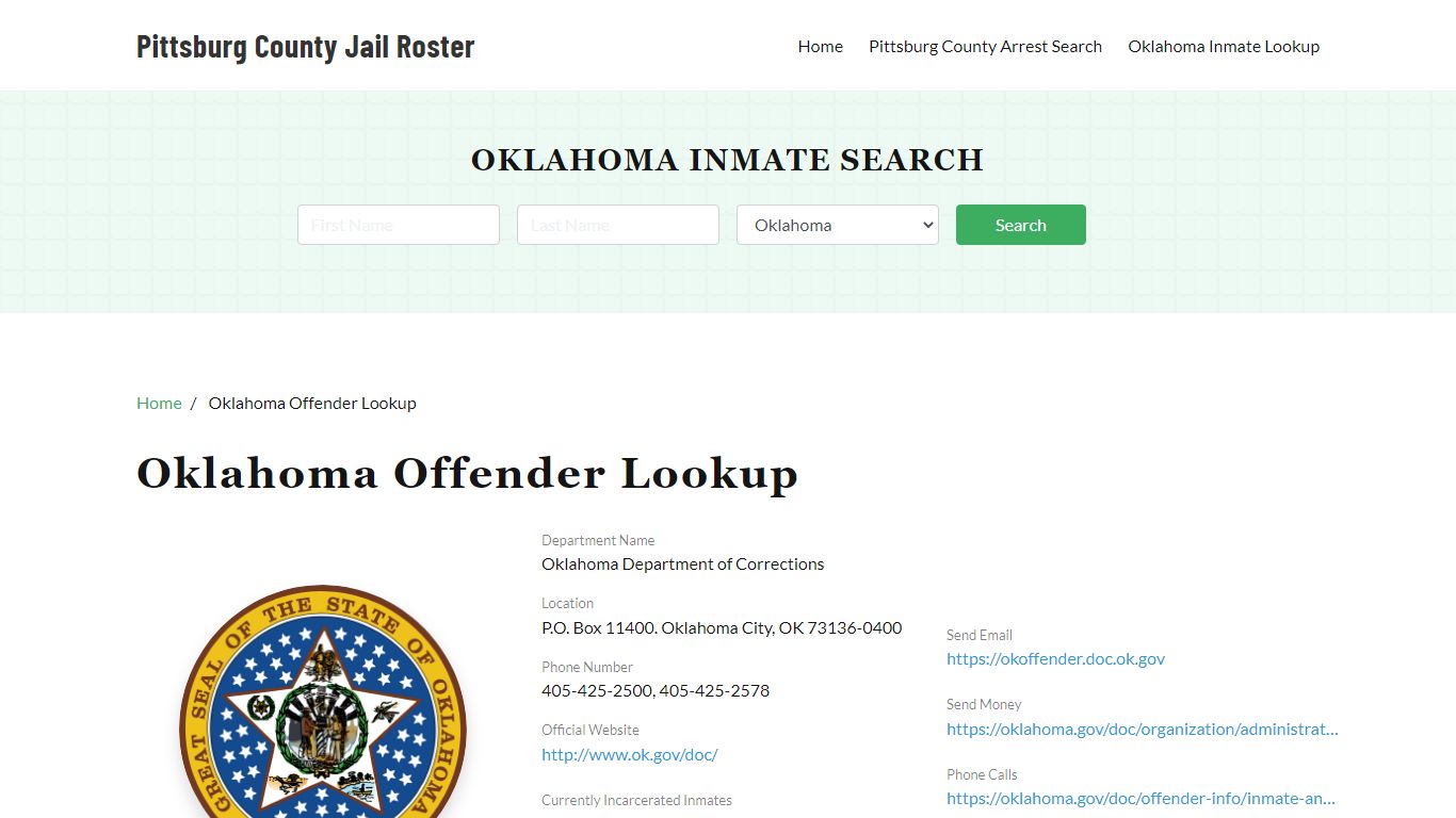 Oklahoma Inmate Search, Jail Rosters - Pittsburg County Jail