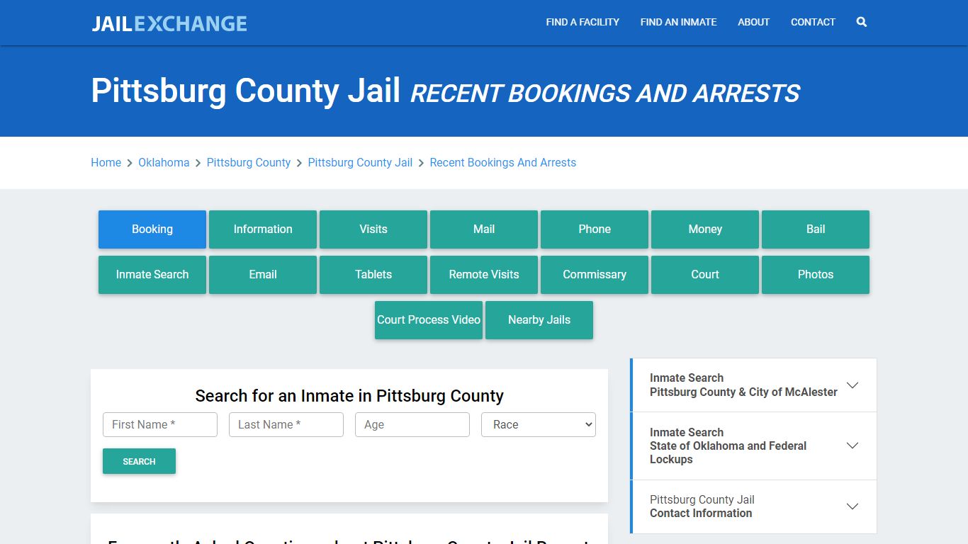 Pittsburg County Jail Recent Bookings And Arrests - Jail Exchange