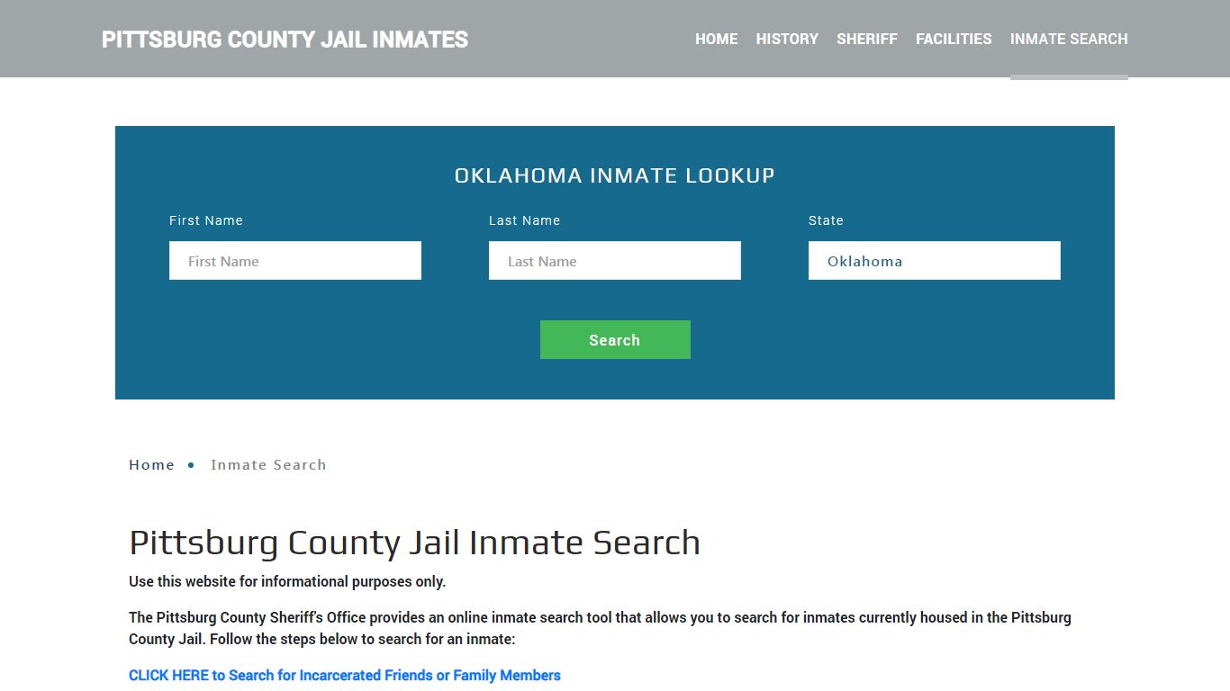 Pittsburg County, OK Detainee Lookup