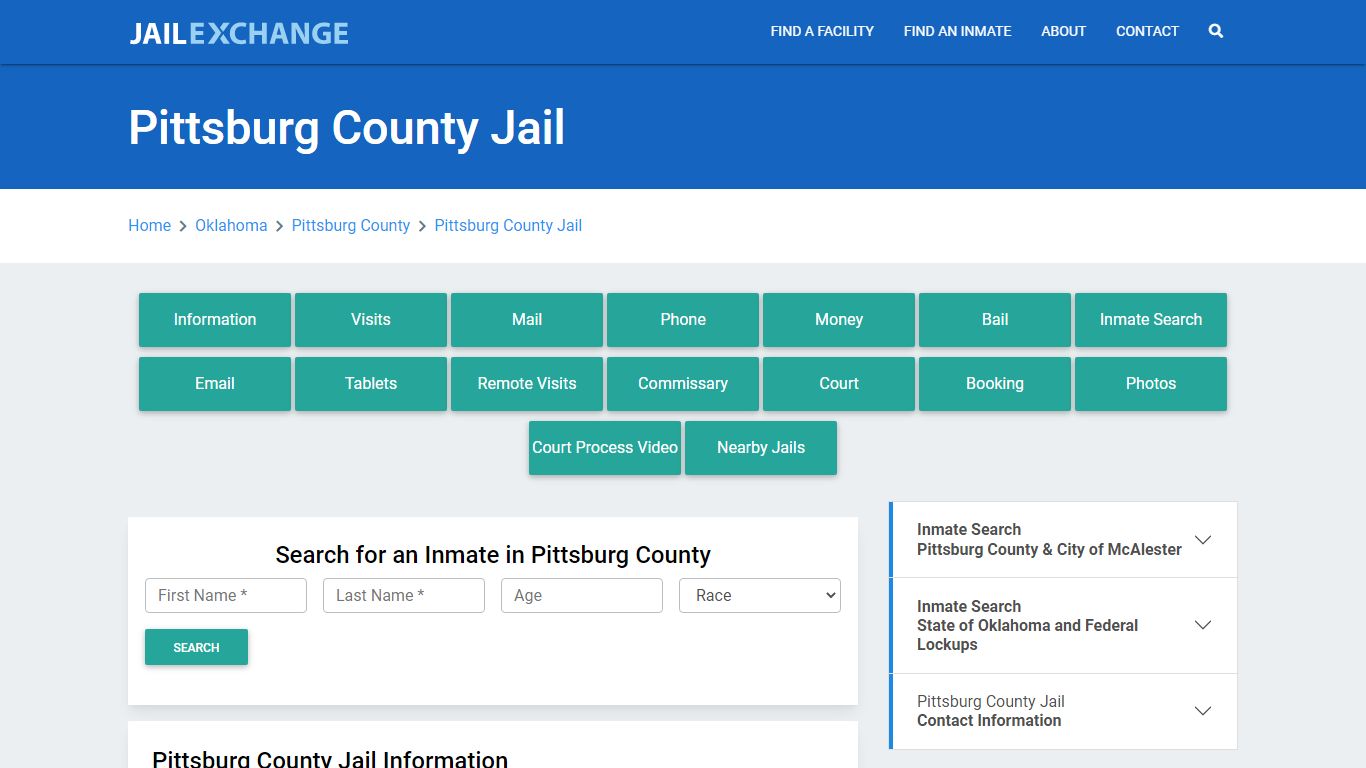 Pittsburg County Jail Roster Lookup, OK, Inmate Search