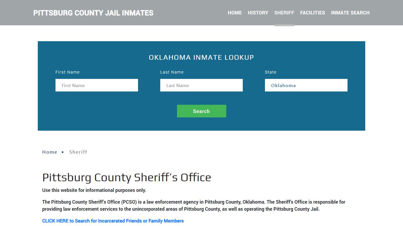 Pittsburg County Sheriff, OK Arrest Warrant Lookup