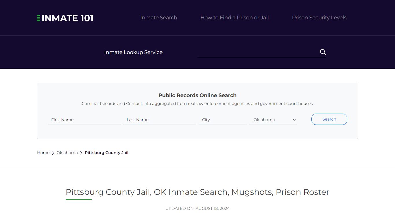 Pittsburg County Jail, OK Inmate Search, Mugshots, Prison Roster